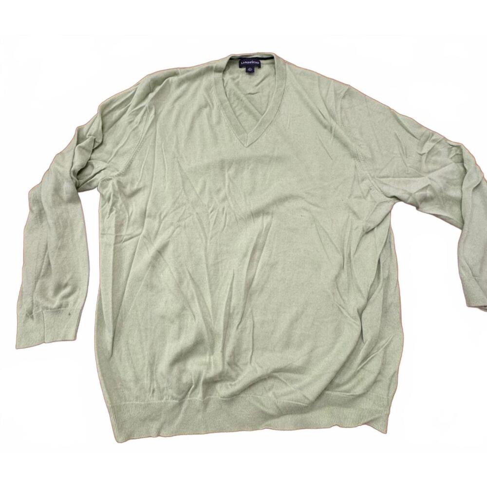 Lands' End Light Green V-Neck Sweater Size XL 12-109